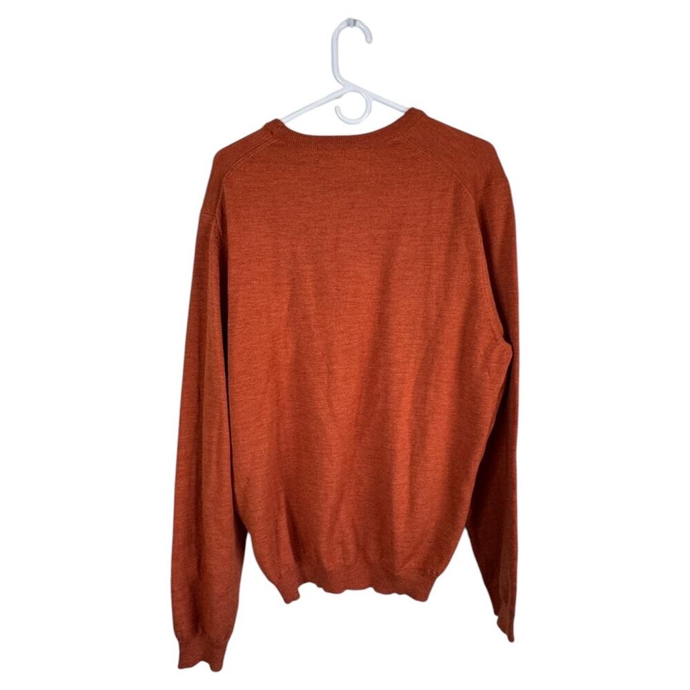 Brooks Brothers Crewneck Merino Wool Blend Sweater Stretch Orange Colorful Large - Picture 8 of 9